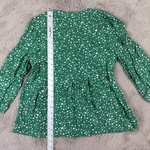 Boden‎ Star Print Tunic Top Tie Front 3/4 Sleeve Green US 8 UK 12 Summer Career - Picture 3 of 7